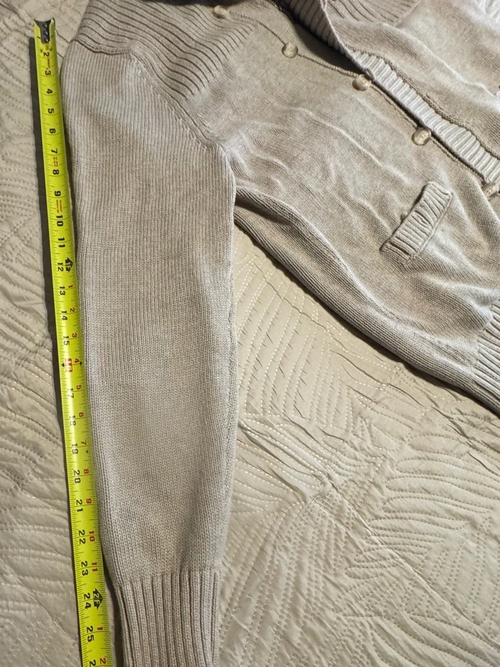 Banana Republic Men’s Cream Ribbed Zip & Button Cardigan Sz L
